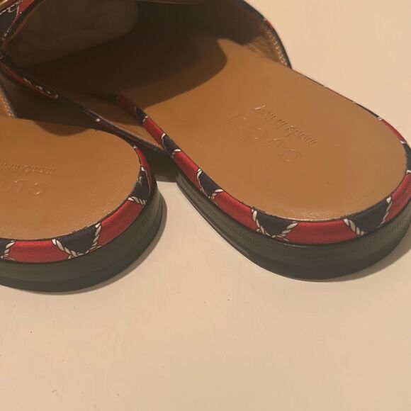 Gucci Men's Size 11.5 Princetown Mule Slides Blue Red Diamond Pattern Horsebit - Picture 10 of 13